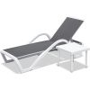Patio Chaise Lounge Adjustable Aluminum Pool Lounge Chairs with Arm All Weather Pool Chairs for Outside,in-Pool,Lawn (Gray, 1 Lounge Chair+1 Plastic T