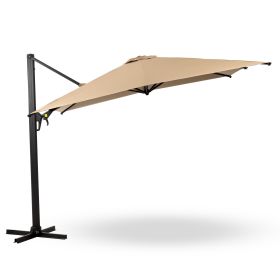 10 FT Cantilever Patio Umbrella with 360¬∞ Rotation & Tilt Adjustment, Square Outdoor Offset Umbrella with Aluminum Pole without base- Khaki