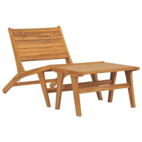 Patio Chair with Footrest Solid Teak Wood