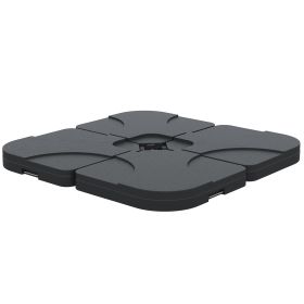 Outsunny 4 Pieces Cantilever Patio Umbrella Base Stand, Outdoor Offset Umbrella Weight Plates, 158 lb Capacity Sand or 60 Liter Capacity Water, Black