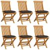 Patio Chairs with Taupe Cushions 6 pcs Solid Teak Wood