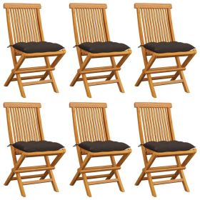 Patio Chairs with Taupe Cushions 6 pcs Solid Teak Wood