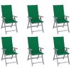 Patio Reclining Chairs 6 pcs with Cushions Solid Acacia Wood