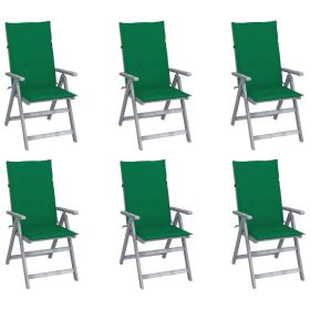 Patio Reclining Chairs 6 pcs with Cushions Solid Acacia Wood