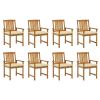 Patio Chairs with Cushions 8 pcs Solid Acacia Wood