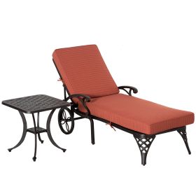 Aluminum Adjustable Chaise Lounge Chair, Folding 4-Position Patio Recliner, Wheels, Armrests, Side Table, Cushion for Poolside, Backyard, Deck, Porch