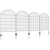 Outsunny Garden Fence, 4 Pack Steel Fence Panels, 11.4' L x 43" H, Rust-Resistant Animal Barrier Decorative Border Flower Edging for Yard, Landscape,