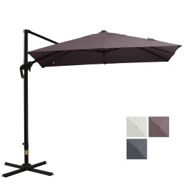 Outsunny 8FT Cantilever Patio Umbrella, Square Outdoor Offset Umbrella with 360¬∞ Rotation, Aluminum Hanging Umbrella with 3-Position Tilt, Crank & Cr