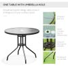 Outsunny 6 Piece Patio Dining Set for 4 with Umbrella, Outdoor Table and Chairs with 4 Folding Dining Chairs & Round Glass Table for Garden, Backyard