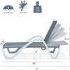 Patio Chaise Lounge Adjustable Aluminum Pool Lounge Chairs with Arm All Weather Pool Chairs for Outside,in-Pool,Lawn (Gray, 1 Lounge Chair+1 Plastic T
