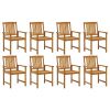 Patio Chairs with Cushions 8 pcs Solid Acacia Wood