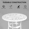 Phoenix Cast Aluminum Round Table, Patio End Table Side Table, Cast Aluminum Cocktail Table, Outdoor Bar Table, White