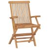 Patio Chairs with Black Cushions 4 pcs Solid Teak Wood