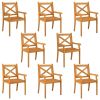 Patio Dining Chairs 8 pcs Solid Wood Acacia