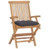 Patio Chairs with Anthracite Cushions 4 pcs Solid Teak Wood