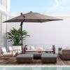 Outsunny 8FT Cantilever Patio Umbrella, Square Outdoor Offset Umbrella with 360¬∞ Rotation, Aluminum Hanging Umbrella with 3-Position Tilt, Crank & Cr