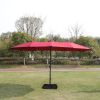 15x9ft Large Double-Sided Rectangular Outdoor Twin Patio Market Umbrella with light and base- red