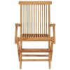 Patio Chairs with Black Cushions 4 pcs Solid Teak Wood