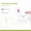 3 Piece Patio Bistro Set, Folding Outdoor Furniture with USA Mosaic Table and Chairs, Portable Metal Frames for 4th of July, Balcony, Backyard, Poolsi