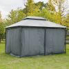 Outsunny 10' x 13' Patio Gazebo, Outdoor Gazebo Canopy Shelter with Curtains, Vented Roof, Steel Frame for Garden, Lawn, Backyard and Deck, Sage Gray