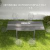 Outsunny Extendable Outdoor Dining Table, 41"- 83" Aluminum Frame Patio Table with Wood Effect Steel Top, Rectangle Expandable Patio Table for 6-8, Da