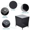 Outdoor Side Coffee Table with Storage Shelf,All Weather PE Rattan and Steel Frame,Patio Furniture Square,Bistro Table for Garden Porch,Backyard Pool