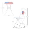 3 Piece Patio Bistro Set, Folding Outdoor Furniture with USA Mosaic Table and Chairs, Portable Metal Frames for 4th of July, Balcony, Backyard, Poolsi