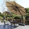 10 FT Cantilever Patio Umbrella with 360¬∞ Rotation & Tilt Adjustment, Square Outdoor Offset Umbrella with Aluminum Pole without base- Khaki
