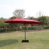 15x9ft Large Double-Sided Rectangular Outdoor Twin Patio Market Umbrella with light and base- red