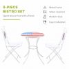 3 Piece Patio Bistro Set, Folding Outdoor Furniture with USA Mosaic Table and Chairs, Portable Metal Frames for 4th of July, Balcony, Backyard, Poolsi
