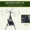 Outsunny 2-Seat Patio Swing Chair, Outdoor Canopy Swing Glider with Pivot Storage Table, Cup Holder, Adjustable Shade, Bungie Seat Suspension and Weat