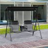 Outsunny 2-Seat Patio Swing Chair, Outdoor Canopy Swing Glider with Pivot Storage Table, Cup Holder, Adjustable Shade, Bungie Seat Suspension and Weat