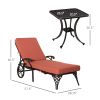 Aluminum Adjustable Chaise Lounge Chair, Folding 4-Position Patio Recliner, Wheels, Armrests, Side Table, Cushion for Poolside, Backyard, Deck, Porch