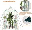 Walk in Greenhouse with 3 Tier 6 Shelves,2 More Bottom Shelves Reinforced Plant House,Steel Frame Growhouse/Green House for Outdoor,PVC Cover 143x73x1