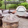 VEVOR Fire Pit Spark Screen Round 27", Reinforced Heavy Duty Steel Metal Cover, Outdoor Firepit Lid, Easy-Opening Top Screen Covers Round with Ring Ha