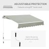 Outsunny 8' x 7' Patio Retractable Awning, Manual Exterior Sun Shade Deck Window Cover, Grey
