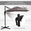 Outsunny 8FT Cantilever Patio Umbrella, Square Outdoor Offset Umbrella with 360¬∞ Rotation, Aluminum Hanging Umbrella with 3-Position Tilt, Crank & Cr