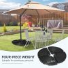 Outsunny HDPE Material Patio Umbrella Base Weights Sand Filled up to 150 Lb. for Any Offset Umbrella Base | 4-Piece, Water or Sand Filled, All-Weather