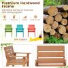 2 Piece Patio Hardwood Chair with Slatted Seat and Inclined Backrest