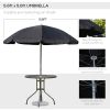 Outsunny 6 Piece Patio Dining Set for 4 with Umbrella, Outdoor Table and Chairs with 4 Folding Dining Chairs & Round Glass Table for Garden, Backyard