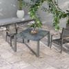 Outsunny Extendable Outdoor Dining Table, 41"- 83" Aluminum Frame Patio Table with Wood Effect Steel Top, Rectangle Expandable Patio Table for 6-8, Da