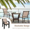Set of 2 Patio Stackable Dining Chairs with Armrests Garden Deck