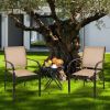 Set of 2 Patio Stackable Dining Chairs with Armrests Garden Deck