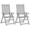 Patio Reclining Chairs 2 pcs with Cushions Solid Acacia Wood