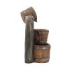 10.4x9.4x19.1" Decorative 3 Tier Bucket Fountain with Lights and Pump, Brown