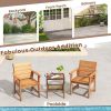 2 Piece Patio Hardwood Chair with Slatted Seat and Inclined Backrest