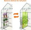 Walk in Greenhouse with 3 Tier 6 Shelves,2 More Bottom Shelves Reinforced Plant House,Steel Frame Growhouse/Green House for Outdoor,PVC Cover 143x73x1