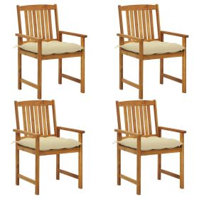 Patio Chairs with Cushions 4 pcs Solid Acacia Wood (Color: BROWN)
