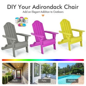 Foldable Weather Resistant Patio Chair with Built-in Cup Holder (Color: GRAY)