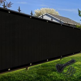 Artpuch Privacy Fence Screen Black Customized Outdoor Mesh Panels for Backyard, Balcony,Patio,Construction Site with Zip Ties (Color: Black, size: 8x43 ft)